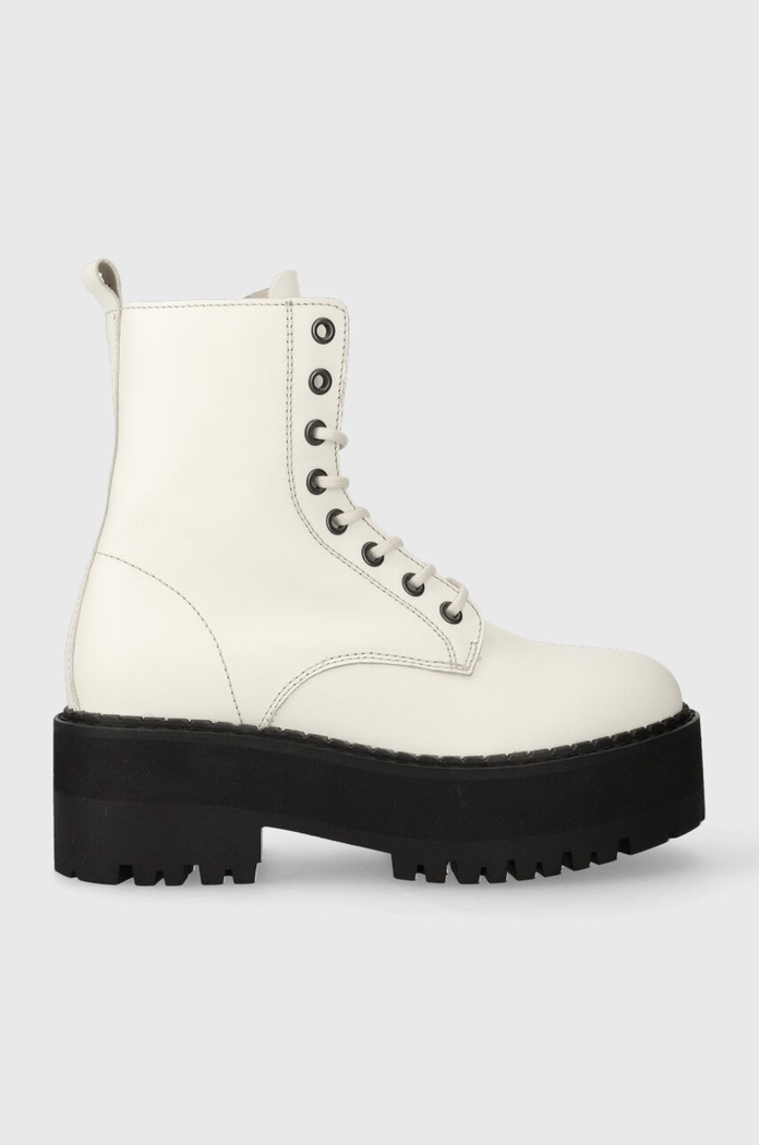 Tommy Jeans workery skórzane TJW BOOT ZIP UP płaski biały EN0EN02305