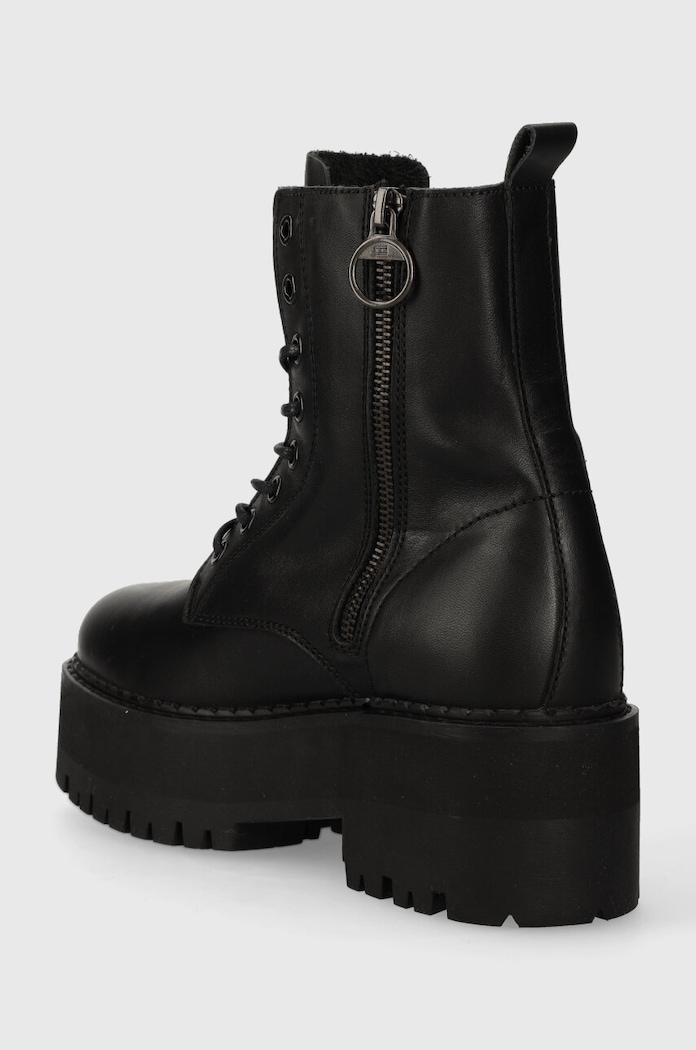 Obuwie Tommy Jeans workery skórzane TJW BOOT ZIP UP EN0EN02305 czarny