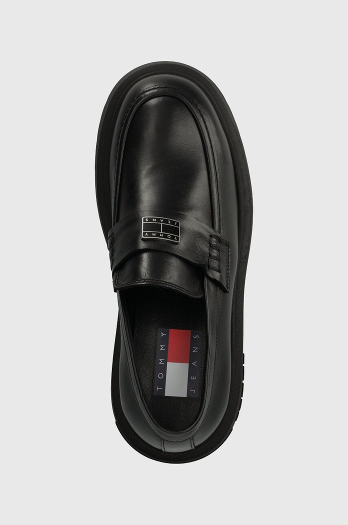Кожени мокасини Tommy Jeans TJW CHUNKY LOAFER черен EN0EN02320