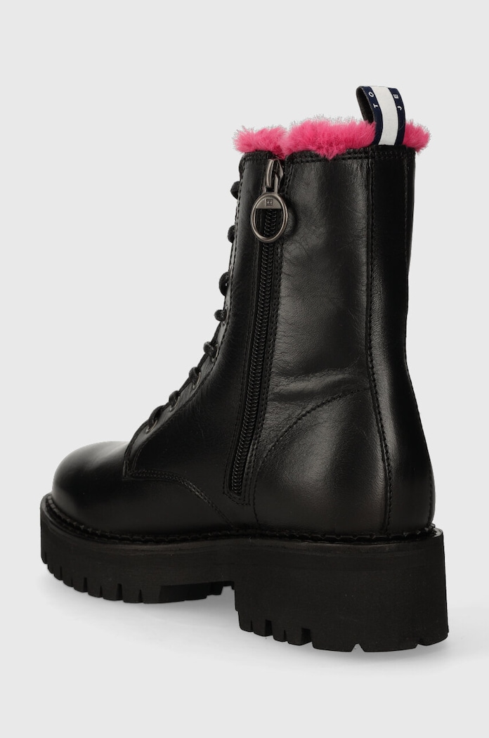 Обувки Кожени кубинки Tommy Jeans TJW W URBAN BOOT SMOOTH LTR WL EN0EN02402 черен