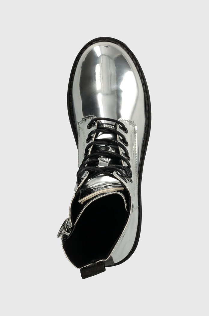 Боти Tommy Jeans TJW FLATFORM ZIP UP METALLIC сребърен EN0EN02403