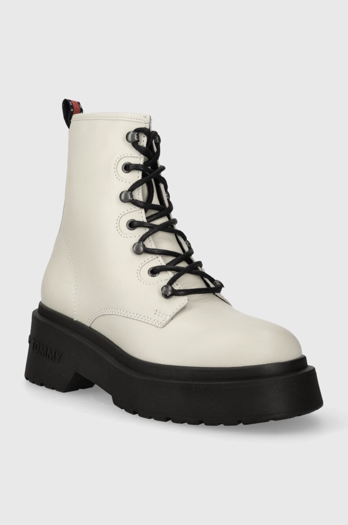 Kožne čizme Tommy Jeans TJW LACE UP BOOT CHUNKY EN0EN02404 bež AW23