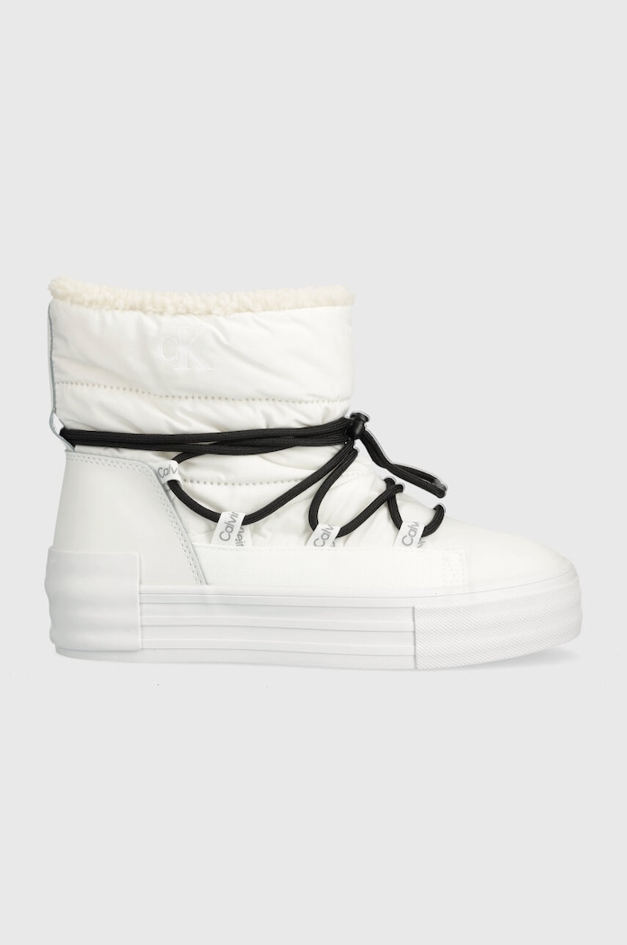 Calvin Klein Jeans śniegowce BOLD VULC FLATF SNOW BOOT WN ocieplane biały YW0YW01181