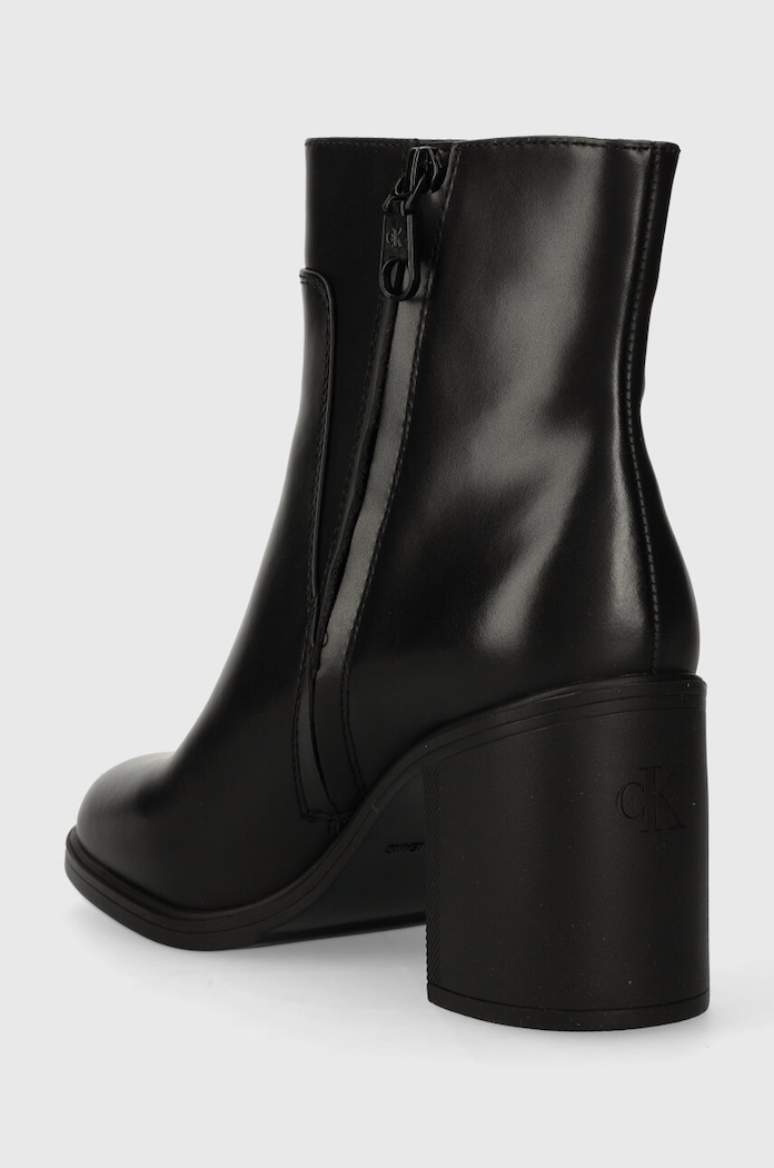 Обувки Кожени боти Calvin Klein Jeans MID BLOCK HEEL BOOT LTH WN YW0YW01259 черен