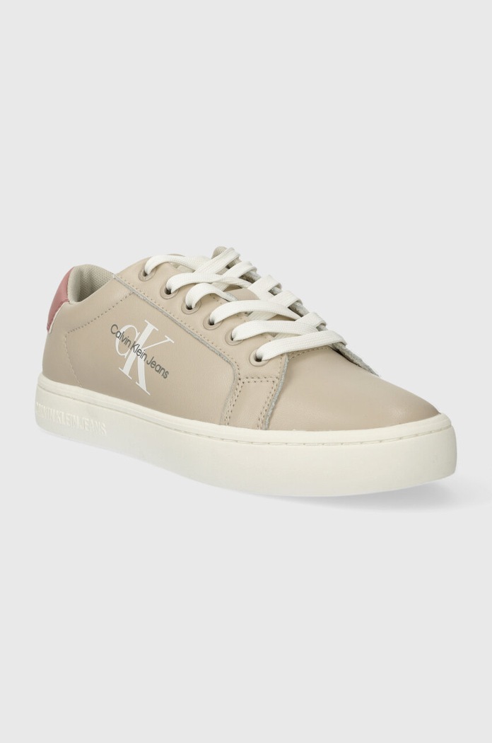Kožené sneakers boty Calvin Klein Jeans CLASSIC CUPSOLE LACE UP YW0YW01269 béžová AW23