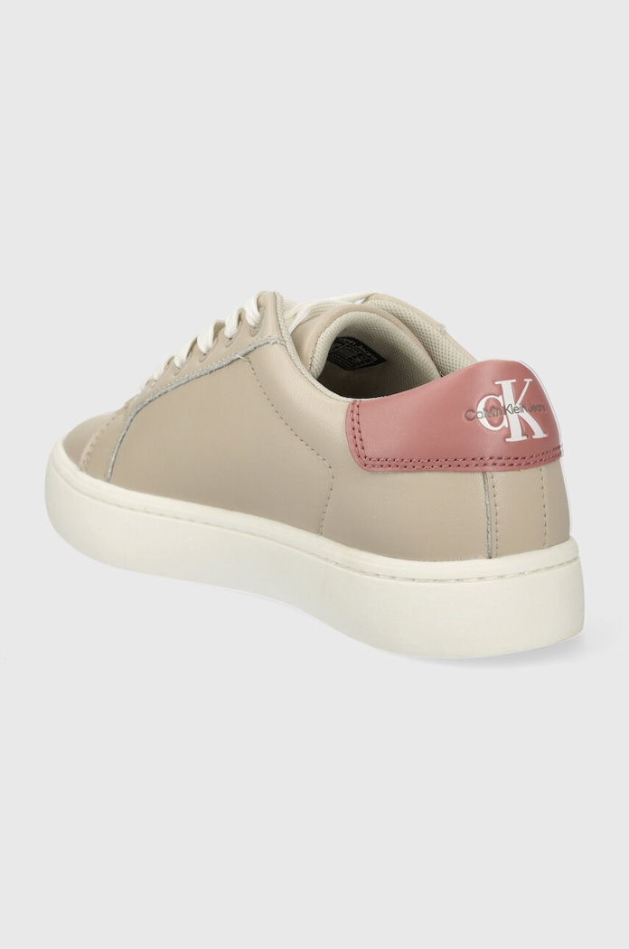 Boty Kožené sneakers boty Calvin Klein Jeans CLASSIC CUPSOLE LACE UP YW0YW01269 béžová