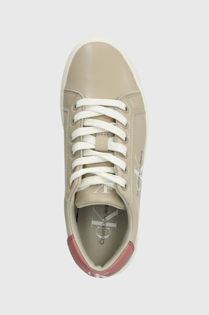 Kožené sneakers boty Calvin Klein Jeans CLASSIC CUPSOLE LACE UP béžová YW0YW01269