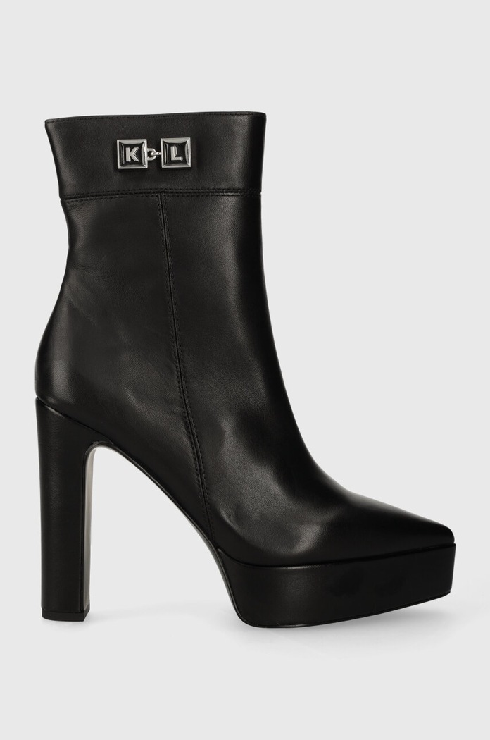 Karl Lagerfeld botki skórzane SOIREE PLATFORM słupek czarny KL31760.000