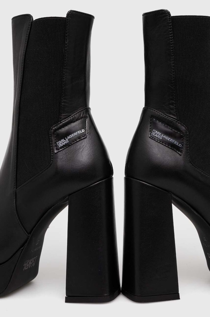 Boty Kožené kotníkové boty Karl Lagerfeld STAK HEEL II KLJ93140.000 černá