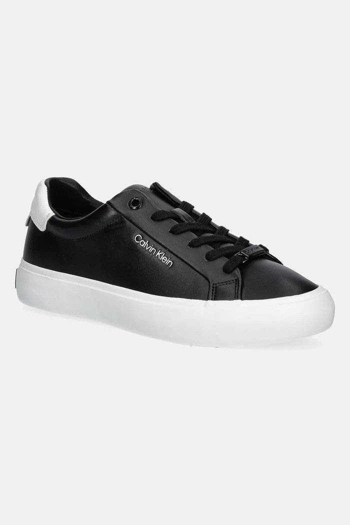 Kožené sneakers boty Calvin Klein VULC LACE UP imitace kůže černá HW0HW01681
