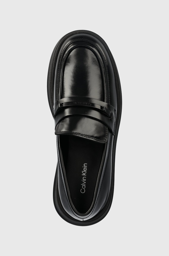 Kožne mokasinke Calvin Klein PITCHED LOAFER W/HW crna HW0HW01817