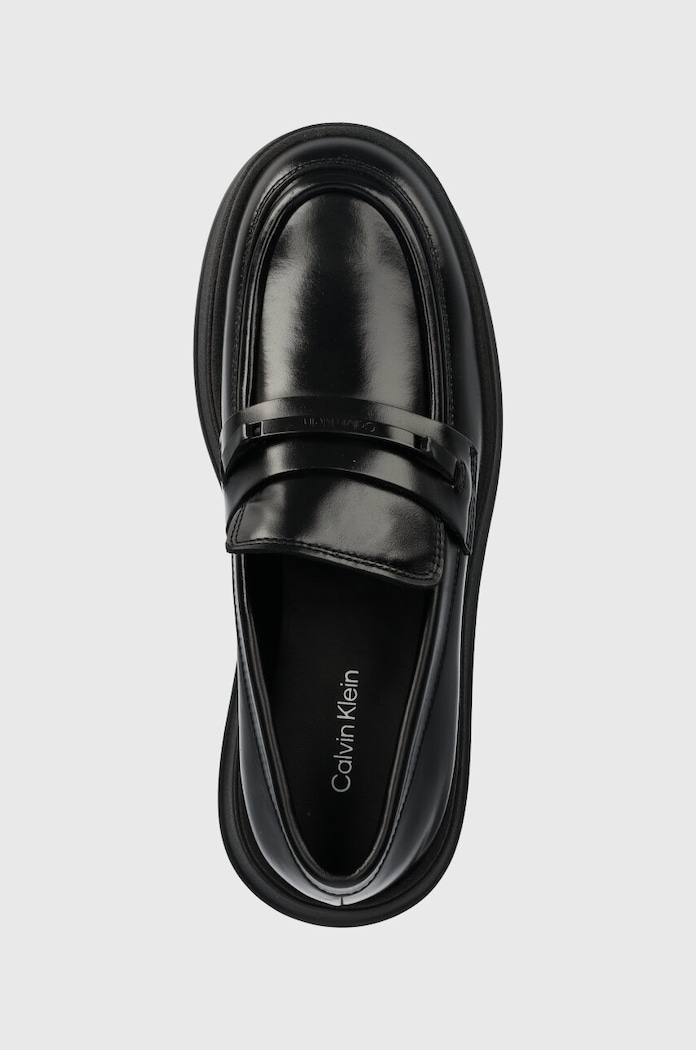 Kožne mokasinke Calvin Klein PITCHED LOAFER W/HW crna HW0HW01817