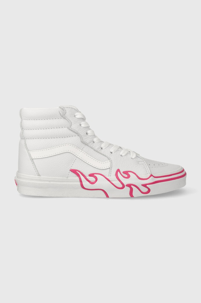 Vans trampki skórzane SK8-HI Flame płaska biały VN0005UJYU21