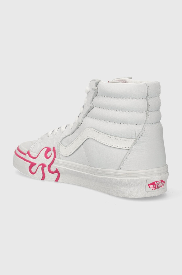 Obuwie Vans trampki skórzane SK8-HI Flame VN0005UJYU21 biały