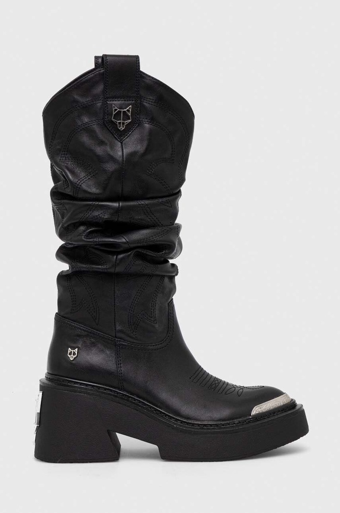 Usnjeni elegantni škornji Naked Wolfe Stable Stable.Black črna AW23