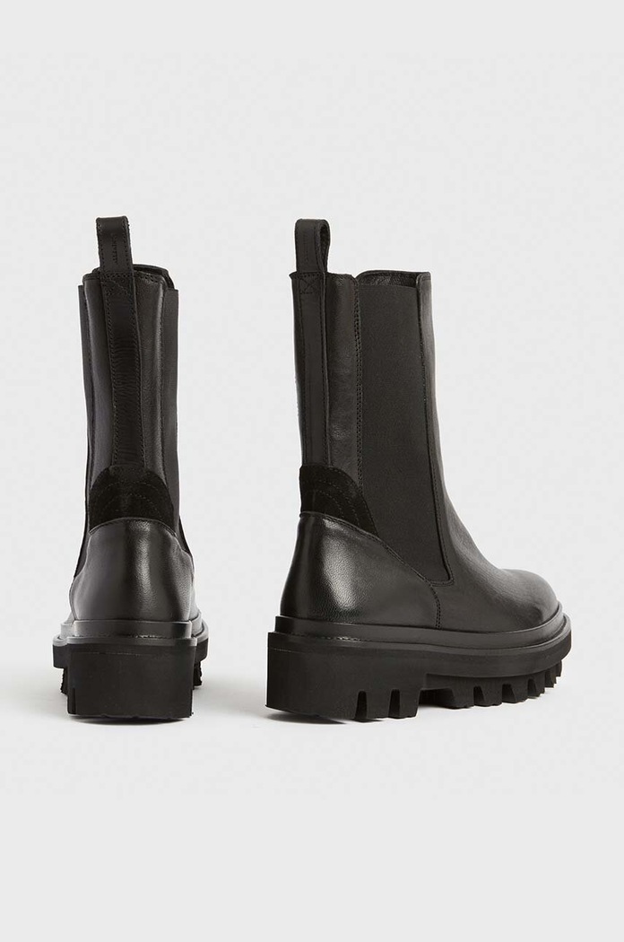 Obuwie AllSaints sztyblety skórzane Billie WF033V czarny