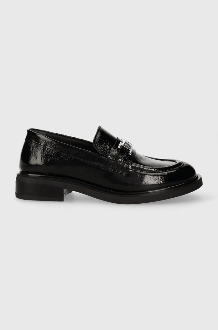 Kožené mokasíny Karl Lagerfeld Payton lakovaná kůže černá KL41420A.100