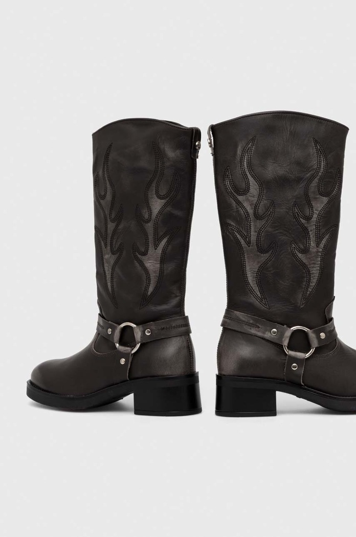 Obuwie Steve Madden kowbojki skórzane Bloom SM11003090.667 szary