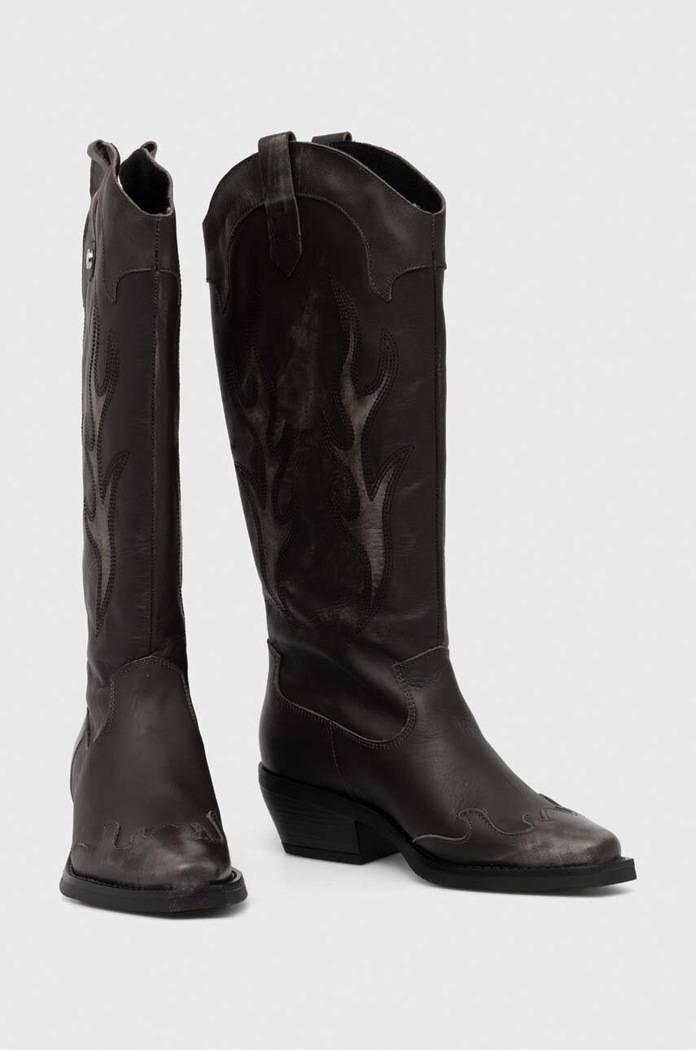 Steve Madden kowbojki skórzane Wenda SM11003097.DGL szary AW23