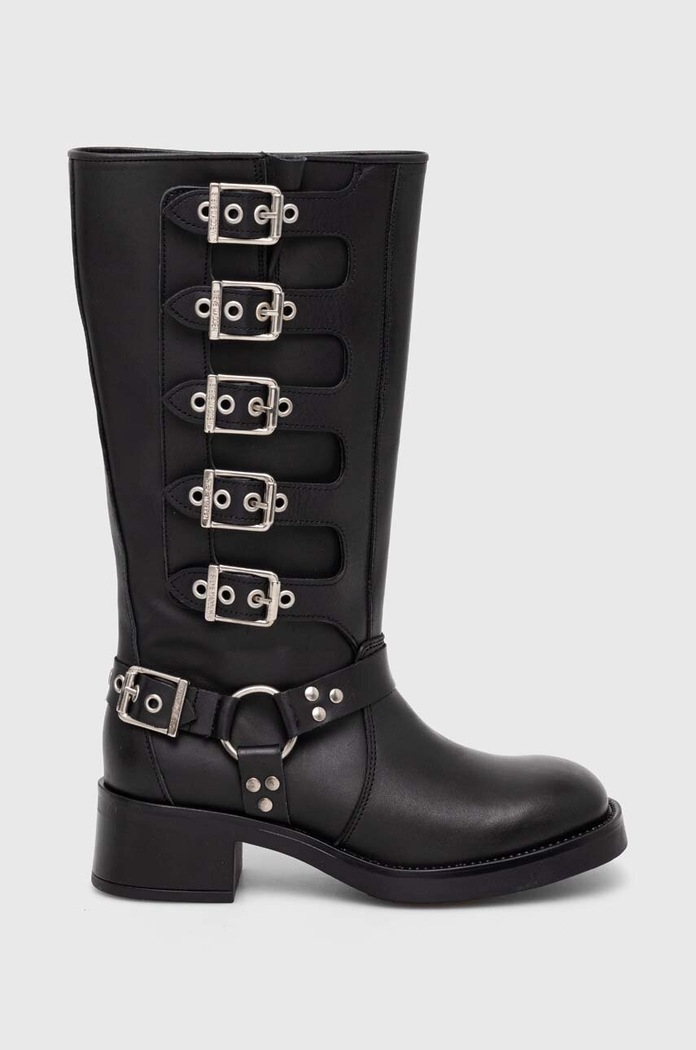 Steve Madden kozaki skórzane Battle płaski czarny SM19000101.017