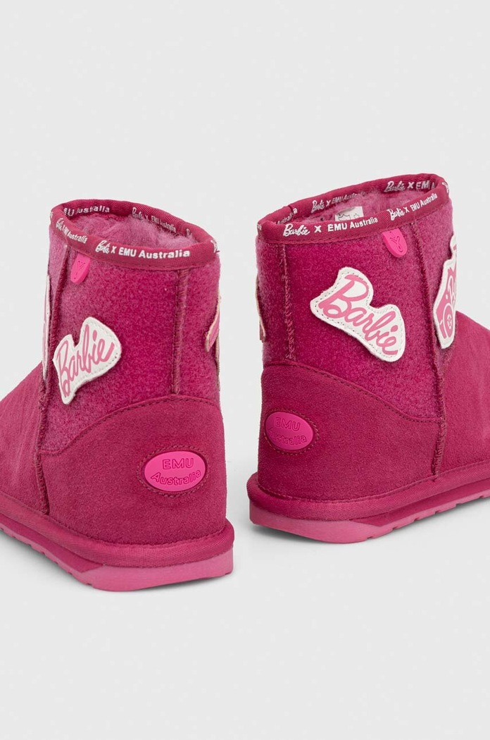 Dziewczynka Emu Australia buty zimowe zamszowe dziecięce x Barbie, Wallaby Mini Play K12748.G.Wallaby.Mini.P różowy