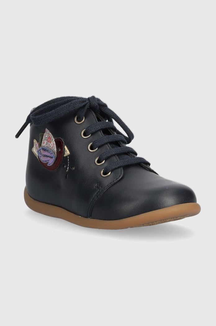 Dětské kožené polobotky Pom D'api P1ABBN0401.24.25 námořnická modř AW23