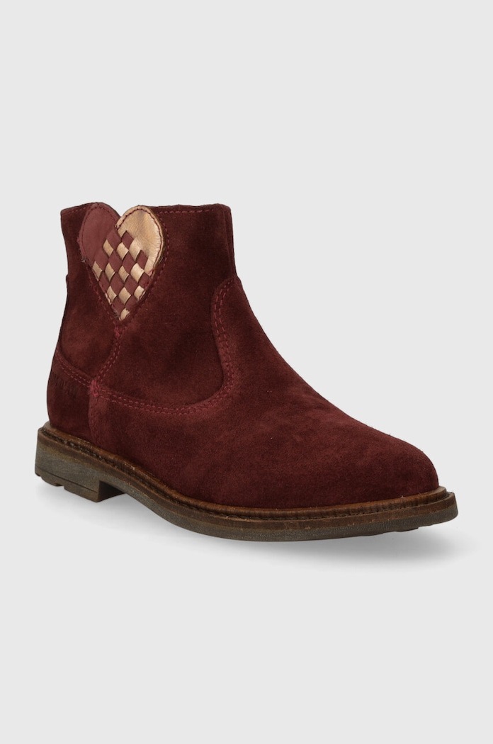Dětské semišové boty Pom D'api SISTER LOVE P1ECDZ0401.24.27 burgundské AW23