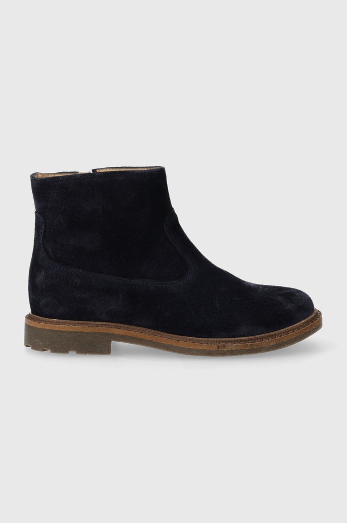 Dječje gležnjače od brušene kože Pom D'api SISTER BOOTS na patentni zatvarač mornarsko plava P1EFDZ0401.28.30