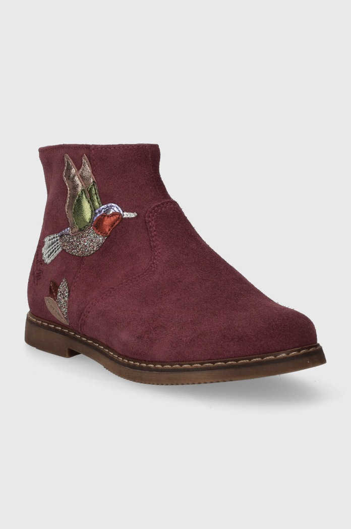 Pom D'api cizme din piele intoarsa pentru copii CITY COLIBRI P1IBED0401.28.30 burgundia AW23