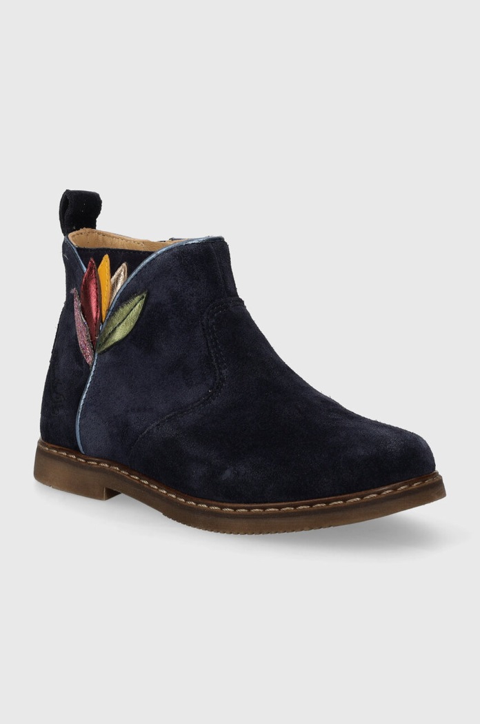 Детски велурени боти Pom D'api CITY FLORA P1ICED0402.24.27 тъмносин AW23