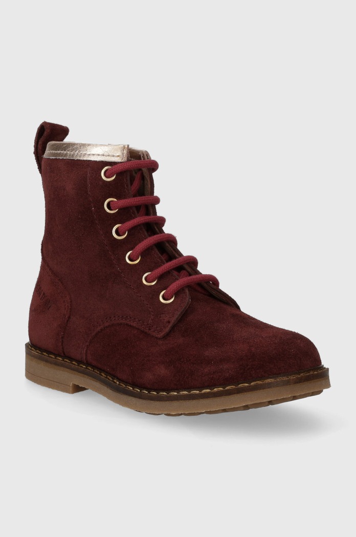 Dječje gležnjače od brušene kože Pom D'api TRIP HI LACE P1JIDZ0401.24.27 bordo AW23