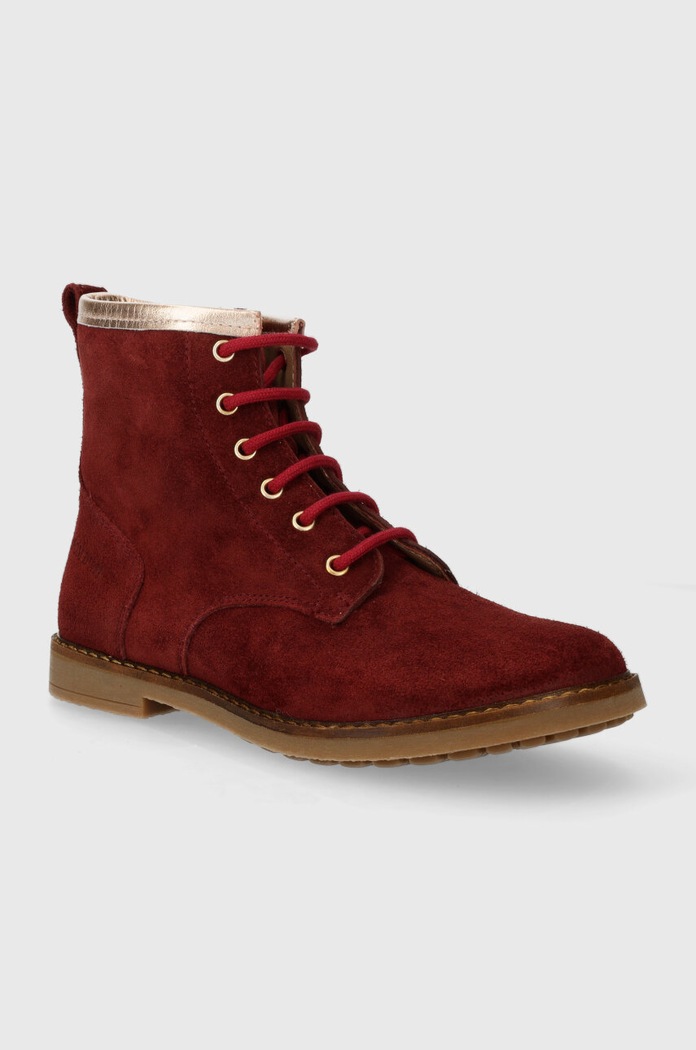 Dječje gležnjače od brušene kože Pom D'api TRIP HI LACE P1JIDZ0401.31.34 bordo AW23