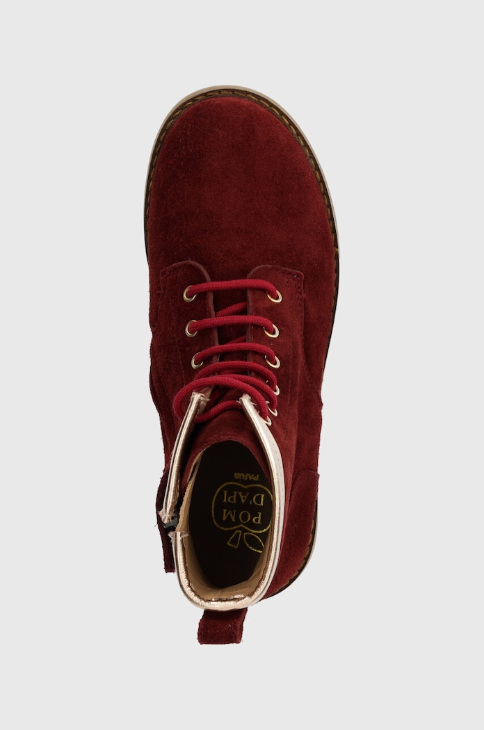 Dječje gležnjače od brušene kože Pom D'api TRIP HI LACE bordo P1JIDZ0401.31.34