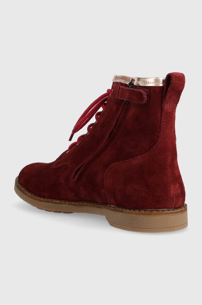 Deklice Otroški gležnarji iz semiša Pom D'api TRIP HI LACE P1JIDZ0401.35.38 bordo
