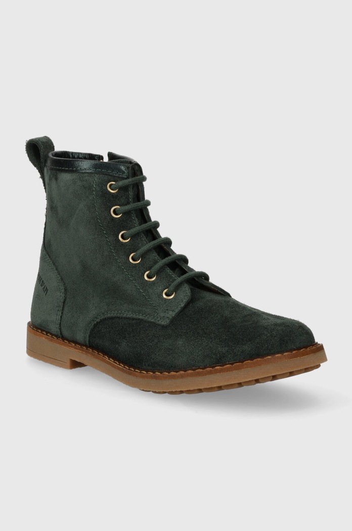 Dječje gležnjače od brušene kože Pom D'api TRIP HI LACE P1JIDZ0402.31.34 zelena AW23