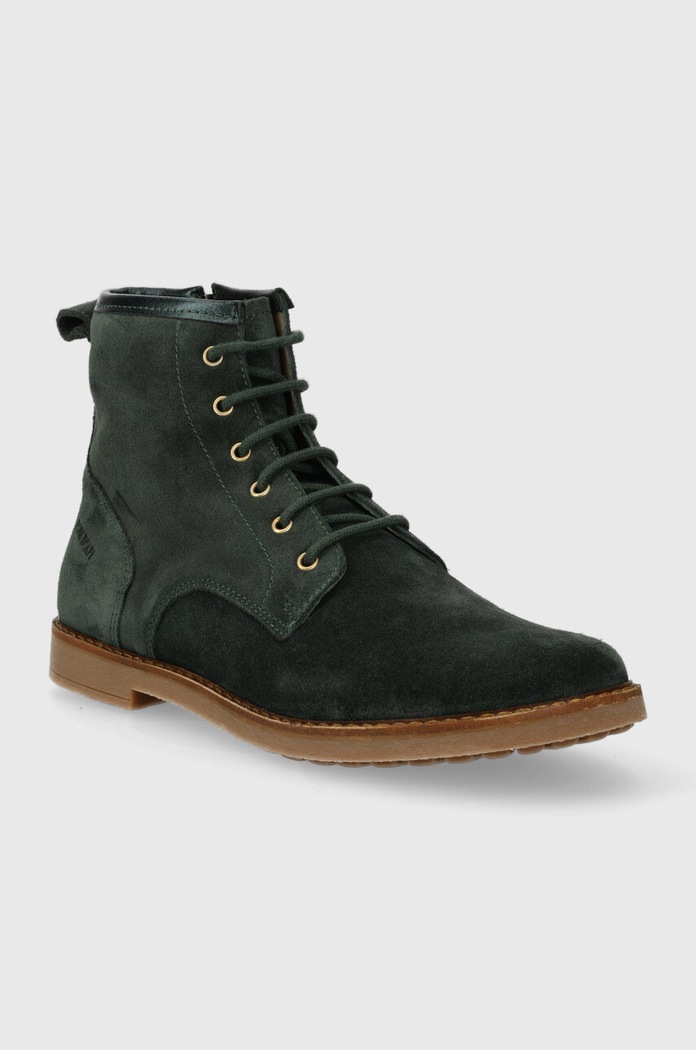 Otroški gležnarji iz semiša Pom D'api TRIP HI LACE P1JIDZ0402.35.38 zelena AW23