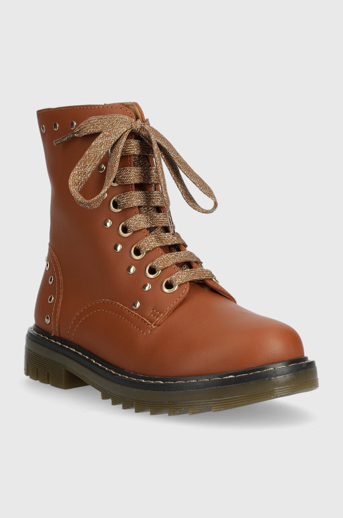 Kožne dječje čizme Pom D'api SID HI STUD P1MABN0401.28.30 smeđa AW23