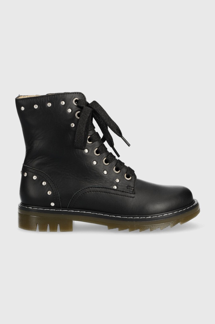 Pom D'api ghete din piele pentru copii SID HI STUD cu snur negru P1MABN04R1.31.34