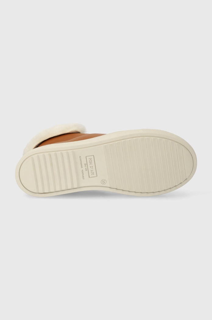 Otroški zimski usnjeni čevlji Pom D'api SWAG ZIP FUR P1QDBN0401.31.34 rjava