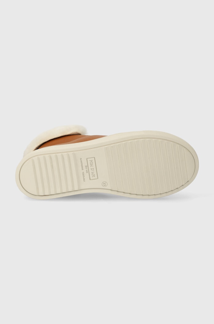 Otroški zimski usnjeni čevlji Pom D'api SWAG ZIP FUR P1QDBN0401.31.34 rjava