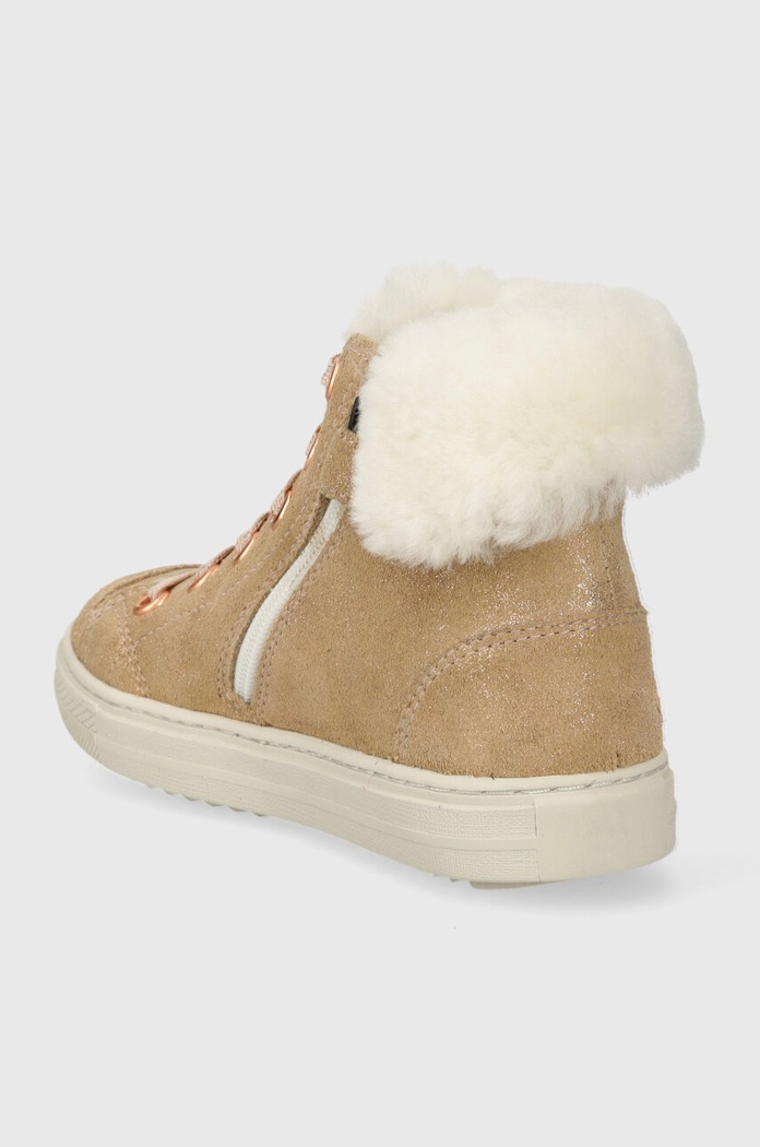 Dziewczynka Pom D'api buty zimowe zamszowe dziecięce SWAG ZIP FUR P1QDDF0402.24.27 beżowy