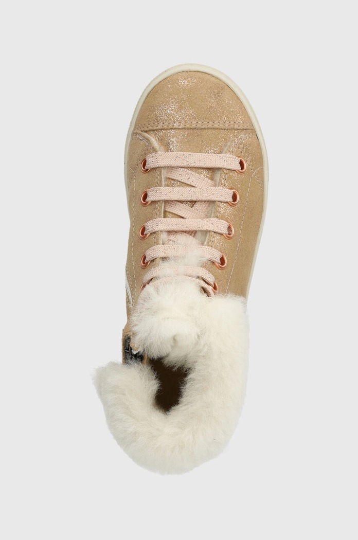 Cizme de iarna pentru copii din piele intoarsa SWAG ZIP FUR Pom D'api P1QDDF0402.28.30 bej