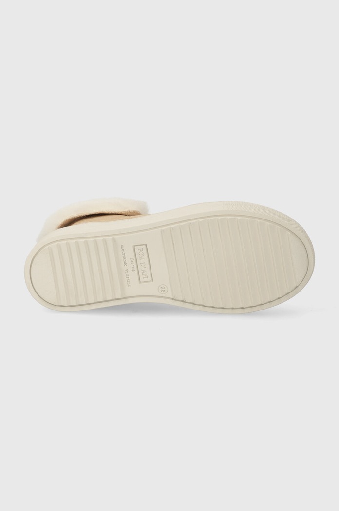 Cizme de iarna pentru copii din piele intoarsa SWAG ZIP FUR Pom D'api bej P1QDDF0402.28.30