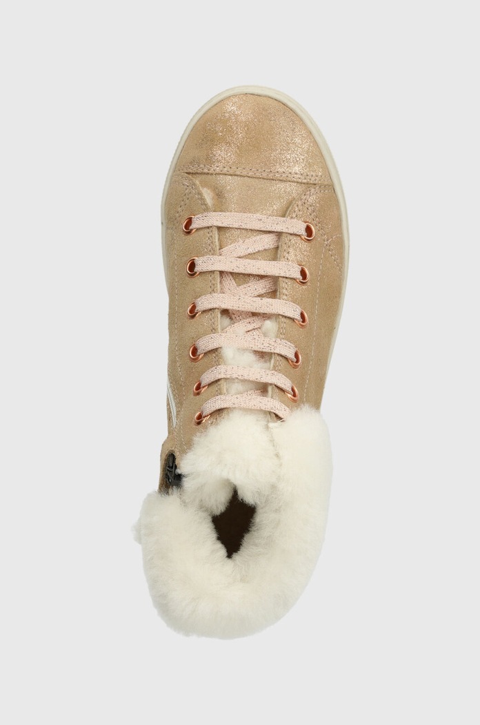 Dětské semišové zimní boty Pom D'api SWAG ZIP FUR béžová P1QDDF0402.31.34