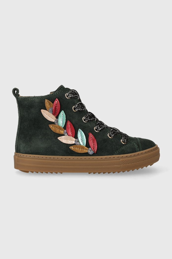 Pom D'api Pantofi din piele intoarsa pentru copii SWAG TENDER verde P1QFDZ0403.28.30