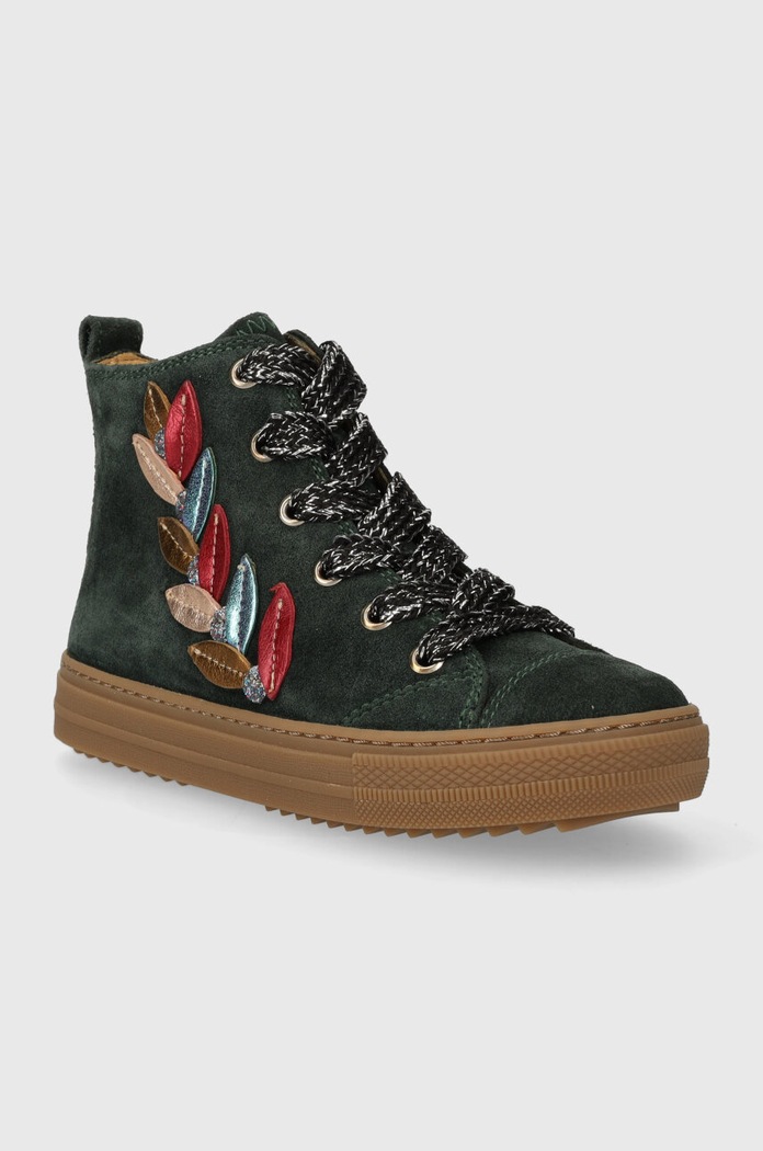 Pom D'api Pantofi din piele intoarsa pentru copii SWAG TENDER P1QFDZ0403.28.30 verde AW23