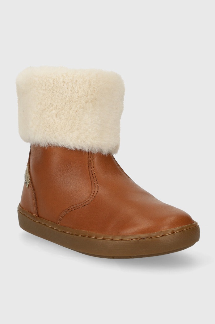 Shoo Pom buty zimowe skórzane dziecięce P4KIEO0401.25.27 brązowy AW23