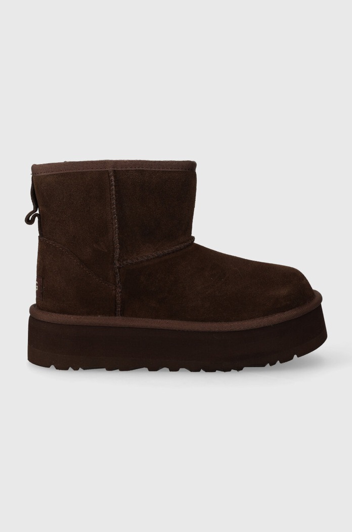 Dětské semišové sněhule UGG CLASSIC MINI PLATFORM KIDS zateplené hnědá 1143700K