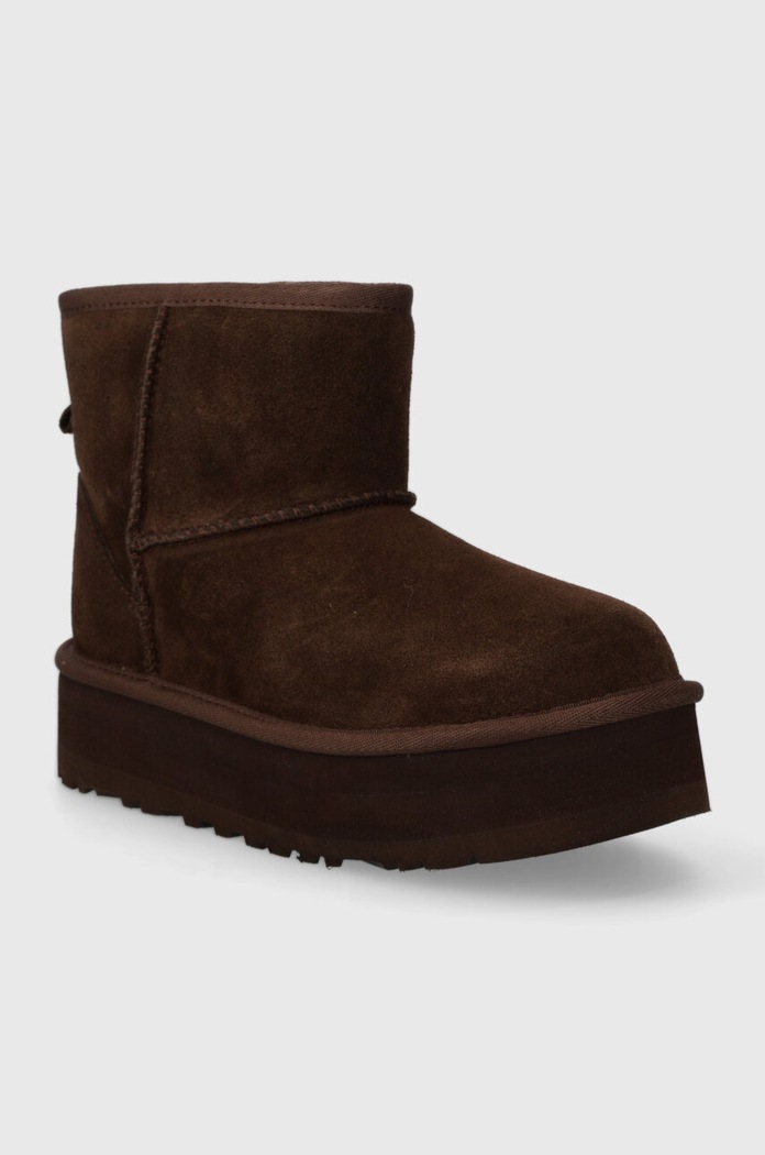 Dětské semišové sněhule UGG CLASSIC MINI PLATFORM KIDS 1143700K hnědá AW25