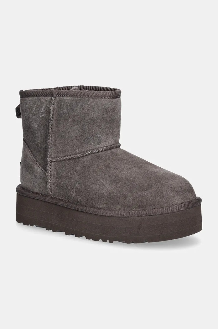 Μπότες σουέτ για παιδιά UGG CLASSIC MINI PLATFORM χωρίς φερμουάρ καφέ 1143700K